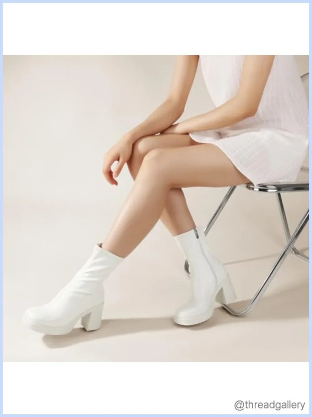 Platform Ankle Boots with Chunky High Heel Side Zipper Gogo Boots Dress Booties